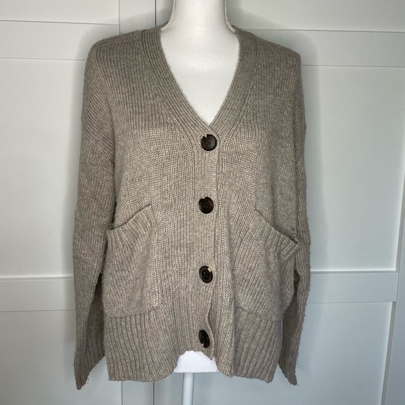 The Drop Chunky Knit Cardigan - Mushroom - Picture 1 of 3